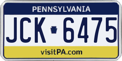 PA license plate JCK6475