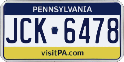 PA license plate JCK6478