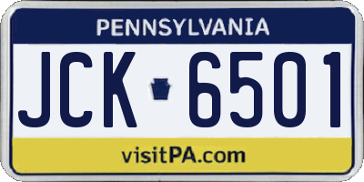 PA license plate JCK6501