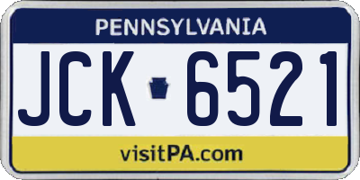 PA license plate JCK6521