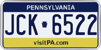PA license plate JCK6522