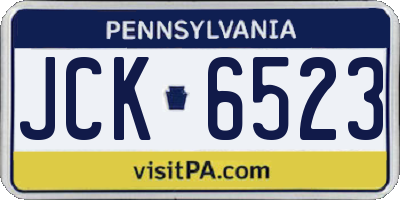 PA license plate JCK6523