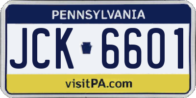 PA license plate JCK6601