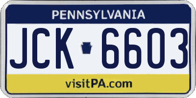PA license plate JCK6603