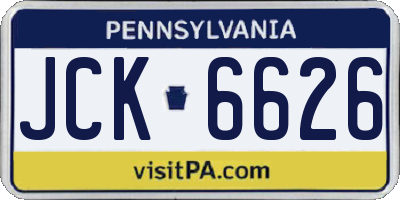 PA license plate JCK6626