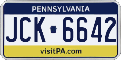 PA license plate JCK6642