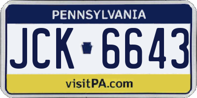 PA license plate JCK6643