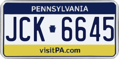 PA license plate JCK6645