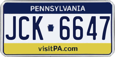 PA license plate JCK6647