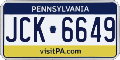 PA license plate JCK6649