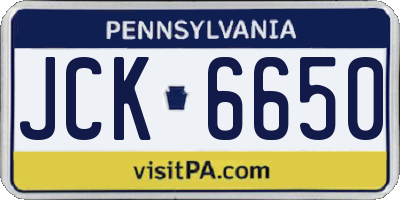 PA license plate JCK6650