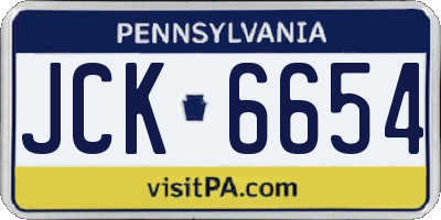 PA license plate JCK6654