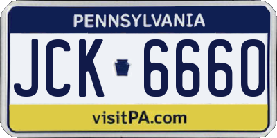 PA license plate JCK6660