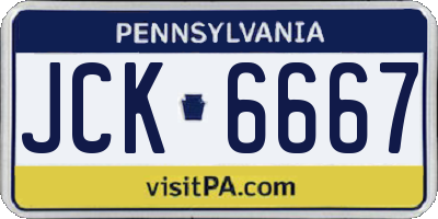 PA license plate JCK6667