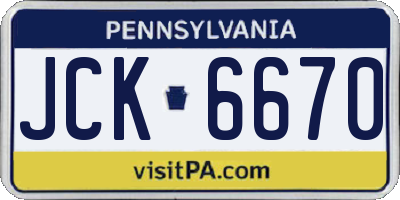 PA license plate JCK6670