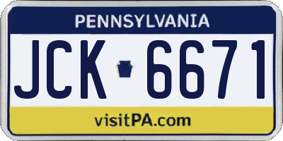 PA license plate JCK6671