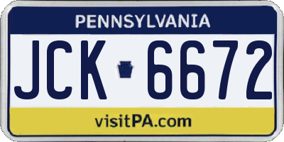 PA license plate JCK6672