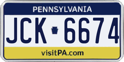 PA license plate JCK6674