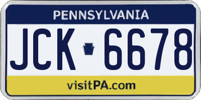PA license plate JCK6678