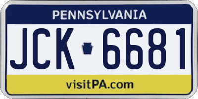 PA license plate JCK6681