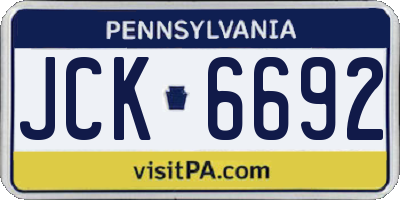 PA license plate JCK6692