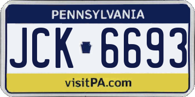 PA license plate JCK6693
