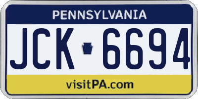 PA license plate JCK6694