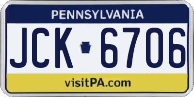 PA license plate JCK6706