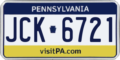 PA license plate JCK6721