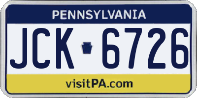 PA license plate JCK6726