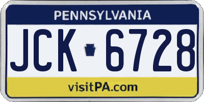 PA license plate JCK6728