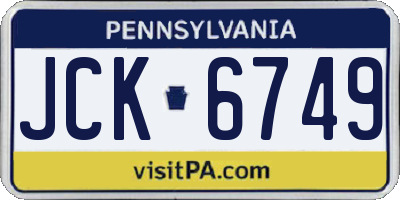 PA license plate JCK6749