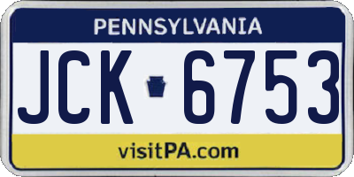 PA license plate JCK6753