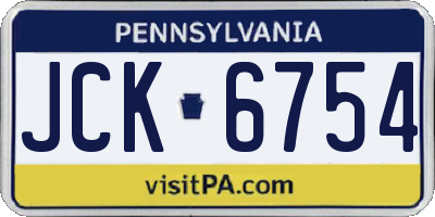 PA license plate JCK6754