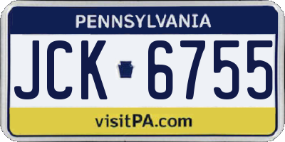 PA license plate JCK6755