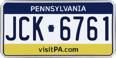 PA license plate JCK6761