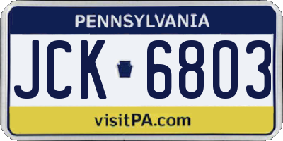PA license plate JCK6803
