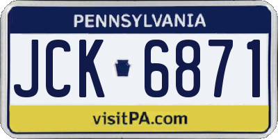 PA license plate JCK6871