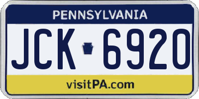 PA license plate JCK6920