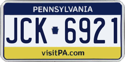PA license plate JCK6921