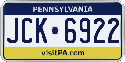 PA license plate JCK6922