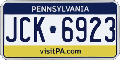 PA license plate JCK6923