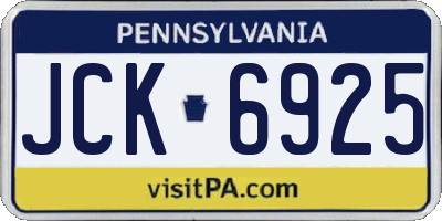 PA license plate JCK6925