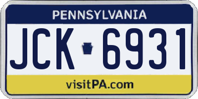 PA license plate JCK6931