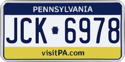 PA license plate JCK6978