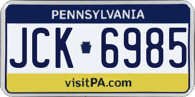 PA license plate JCK6985