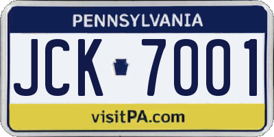 PA license plate JCK7001