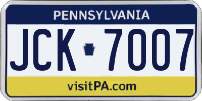 PA license plate JCK7007