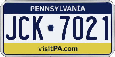 PA license plate JCK7021
