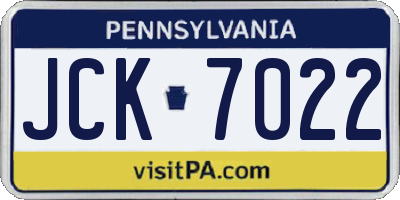 PA license plate JCK7022